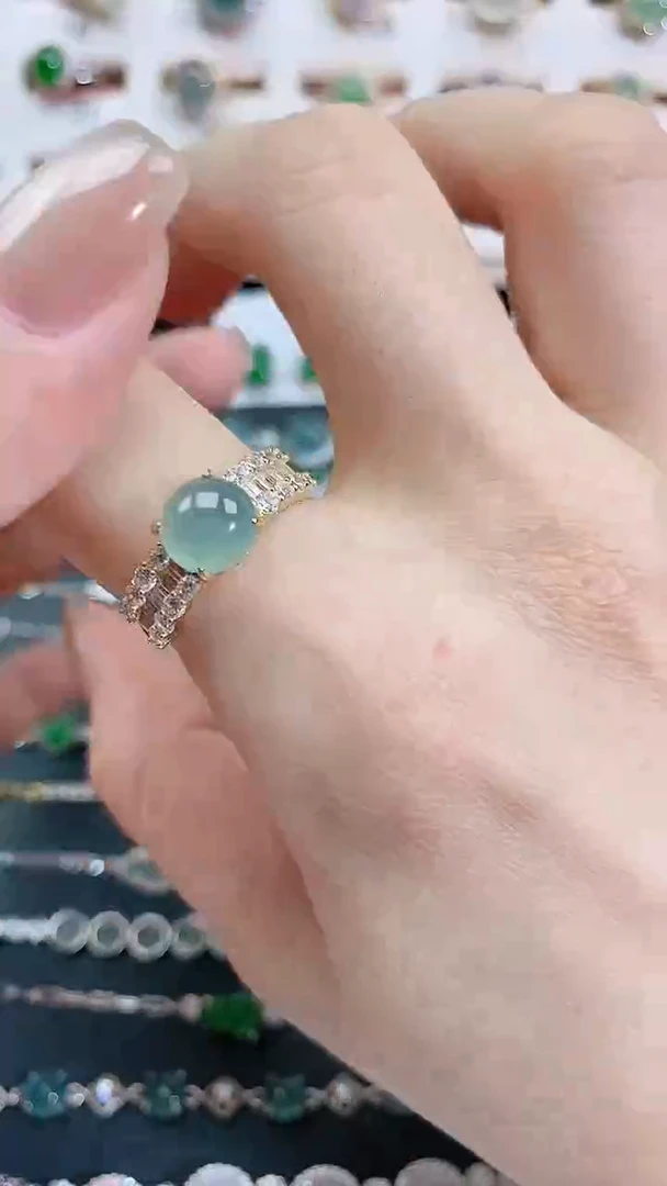 银S925镶嵌戒指翡翠天然翡翠