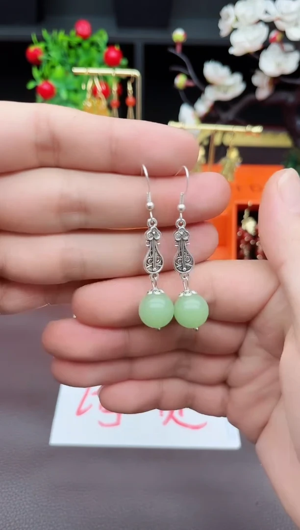 玛瑙/玉髓耳饰银S925镶嵌211000