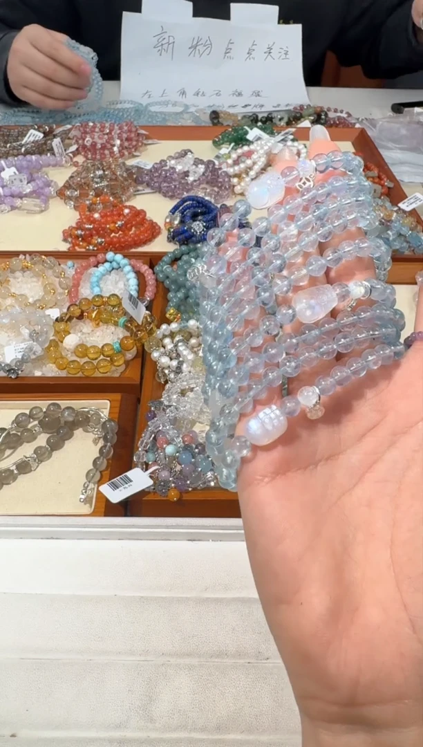 【闪购商品】水晶手链银S925镶嵌D141海蓝宝蓝月貔貅款