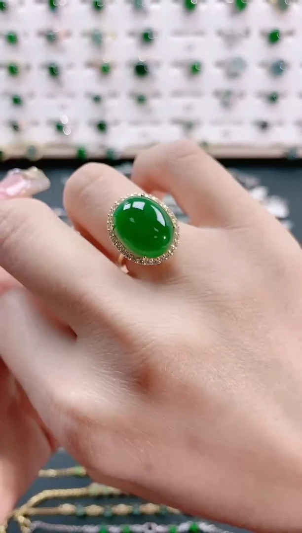 【闪购商品】翡翠戒指银S925镶嵌天然翡翠