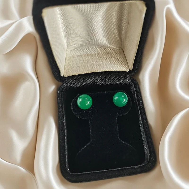 铜合金耳饰 经典百搭单珠耳钉时尚耳饰绿玛精致简约网红珍珠耳环