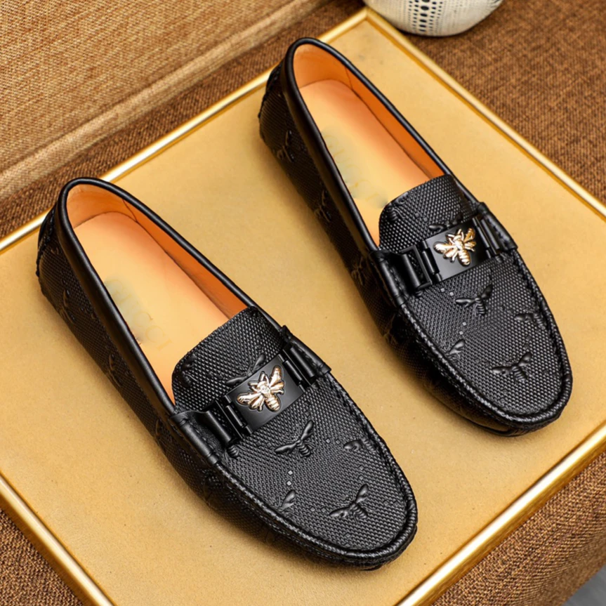 时尚真皮皮鞋豆豆鞋男款男士新款一脚蹬潮流乐福鞋小感痞帅男鞋