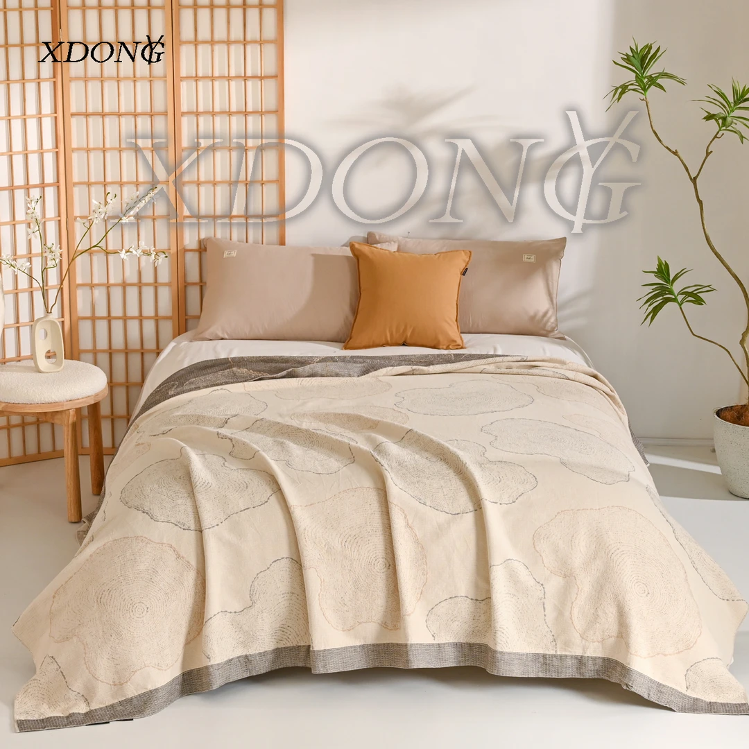XDONGY（冬云家纺）200*230法国皇室定制  年轮 雨露棉麻床盖毯