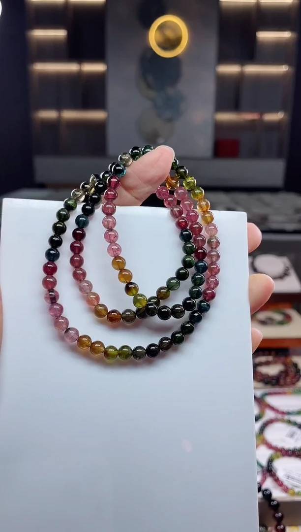 未镶嵌三圈手串碧玺（多样性发一条）Q