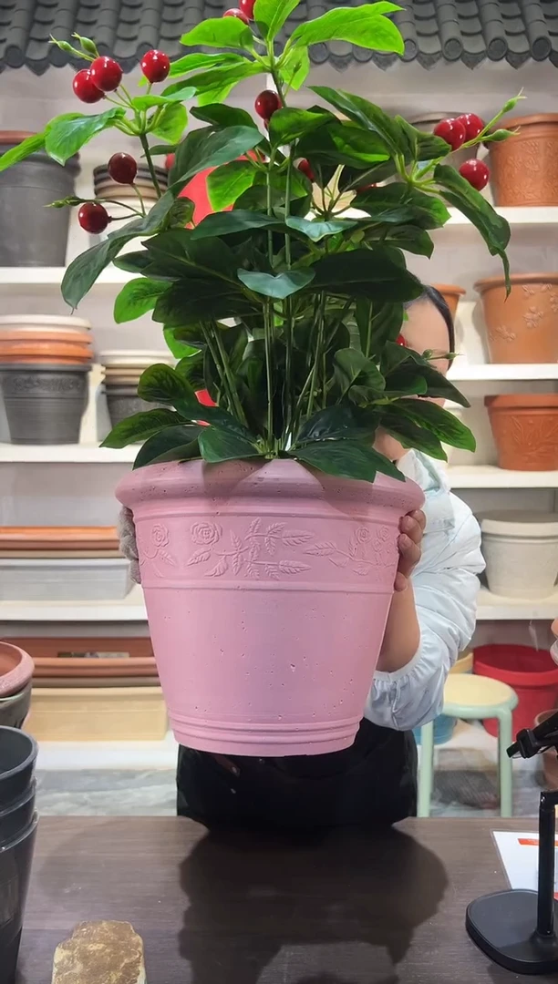 30*24.5/MC30/【孤品】粉色/浮雕花盆外贸尾单