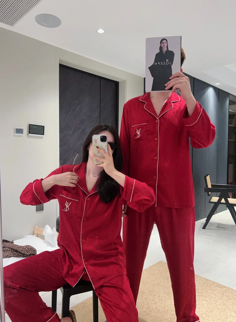 丝丝睡衣情侣春夏丝质网红套装家居服女薄款休闲轻奢春秋