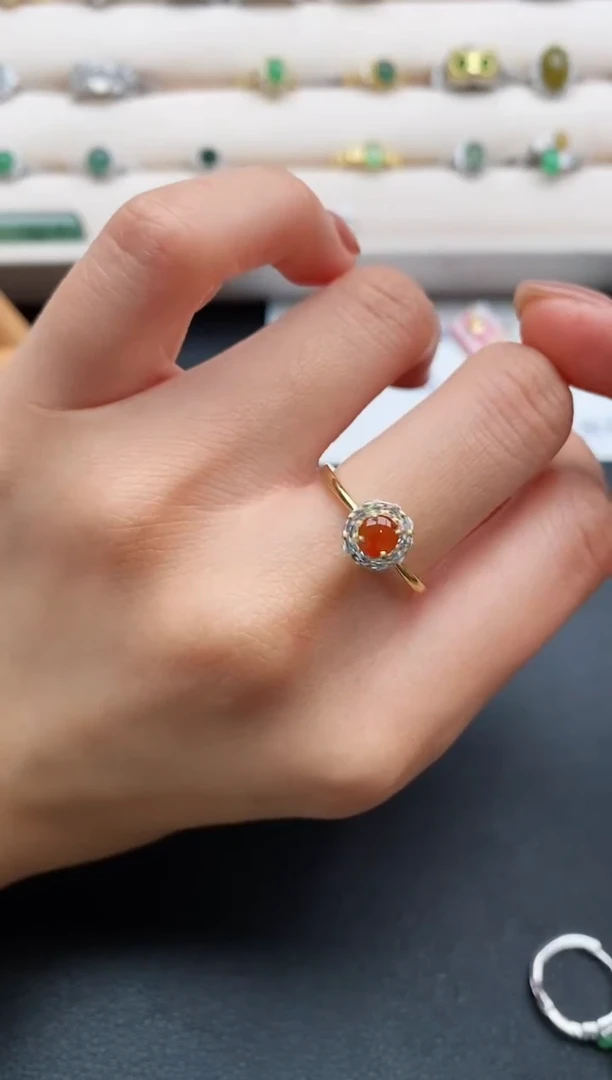 银S925镶嵌戒指翡翠缅甸天然A货翡翠22  9-10