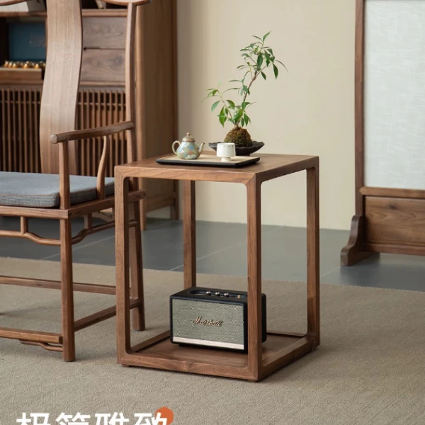 北美黑胡桃木沙发客厅边几实木置物桌子客厅家用圈椅三件套小茶几