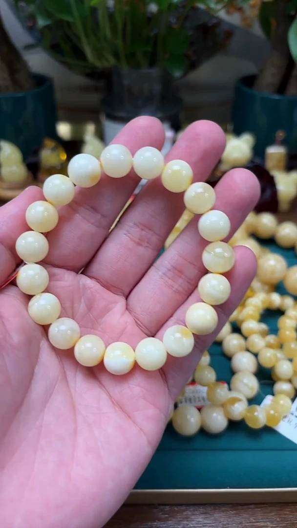 手链蜜蜡未镶嵌【p92】臻品瓷白蜡单圈 13.7克 10+mm