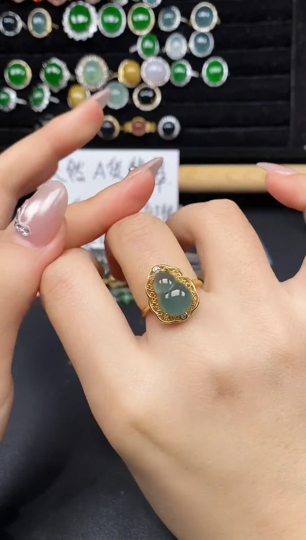 银S925镶嵌戒指翡翠53688