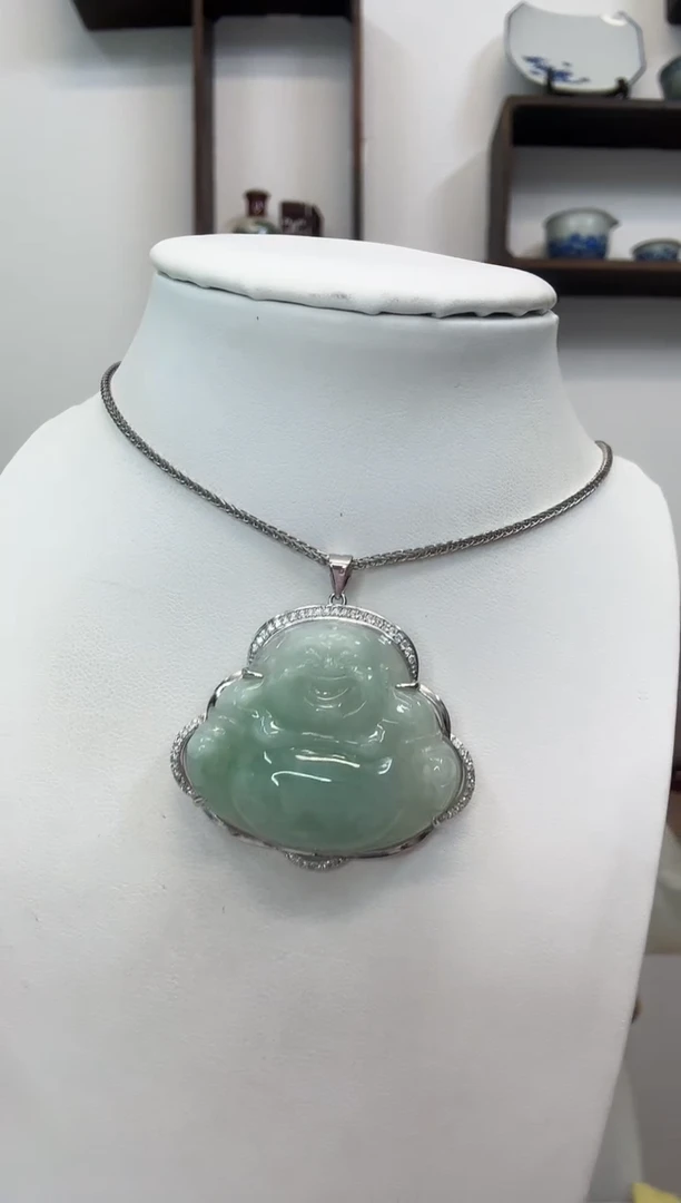 吊坠(赠链)银S925镶嵌翡翠佛公