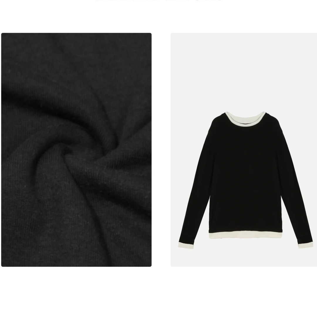 凯特丝蓓041#三色！假两件设计打底内搭外套T恤长袖圆领拼接1-1245