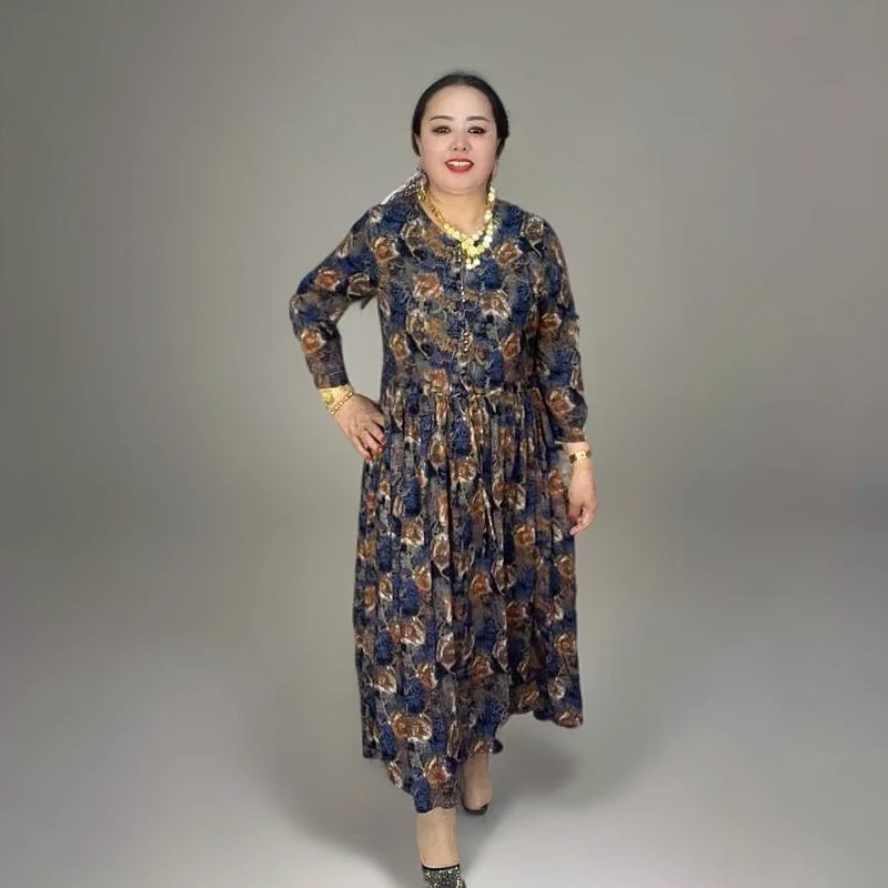 网红印花中长裙夏季长裙A字裙红色时尚系带裙子女装连衣裙