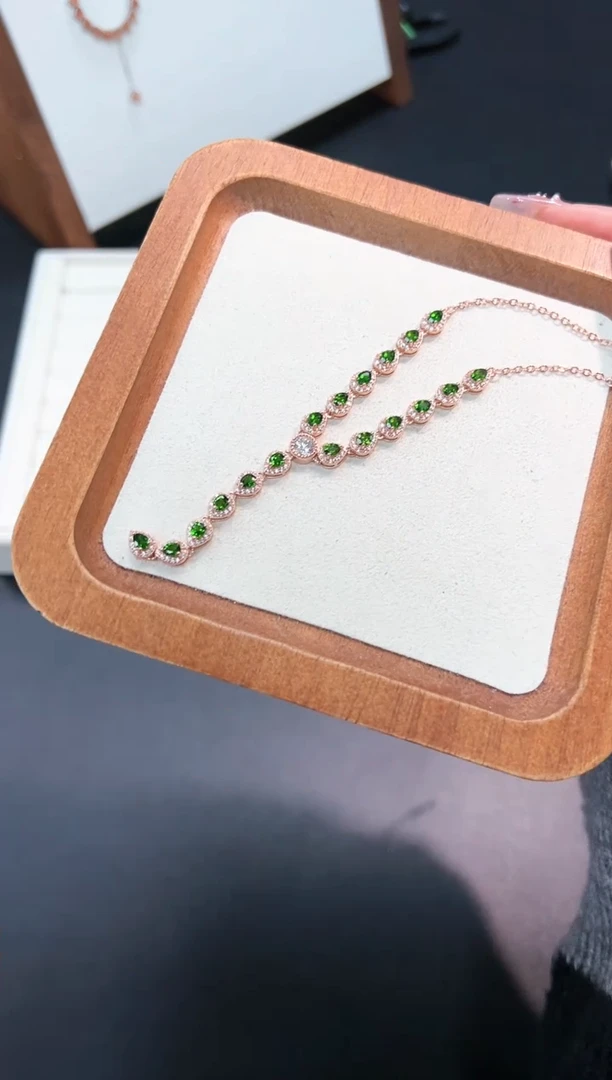 【闪购商品】透辉石套链银S925镶嵌87j多样性发其一/1套