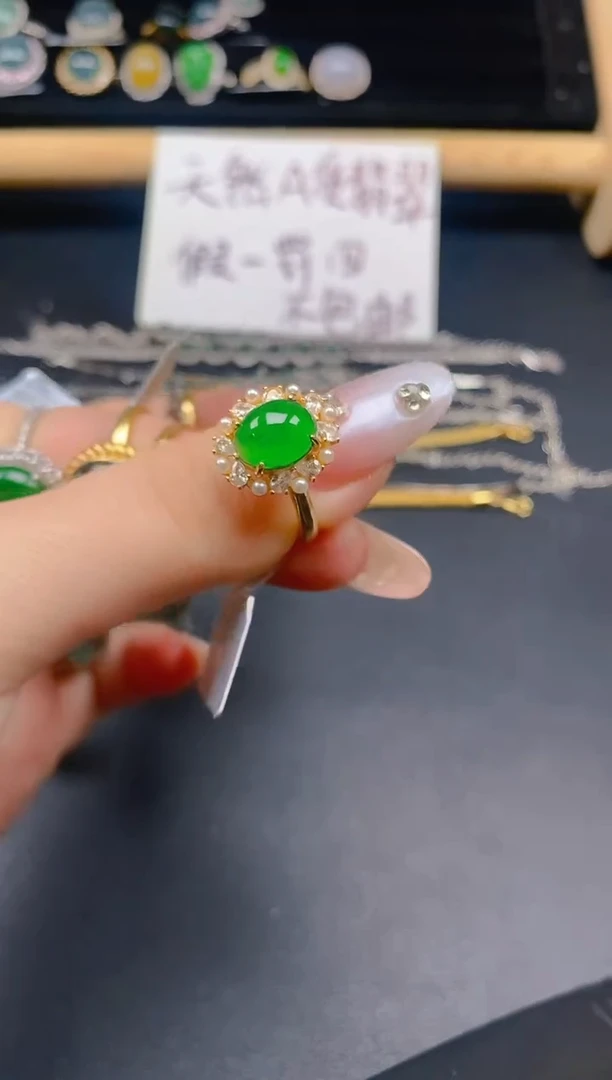 银S925镶嵌戒指翡翠2