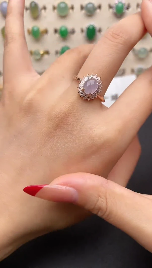 【闪购商品】翡翠戒指银S925镶嵌一物一证一礼盒