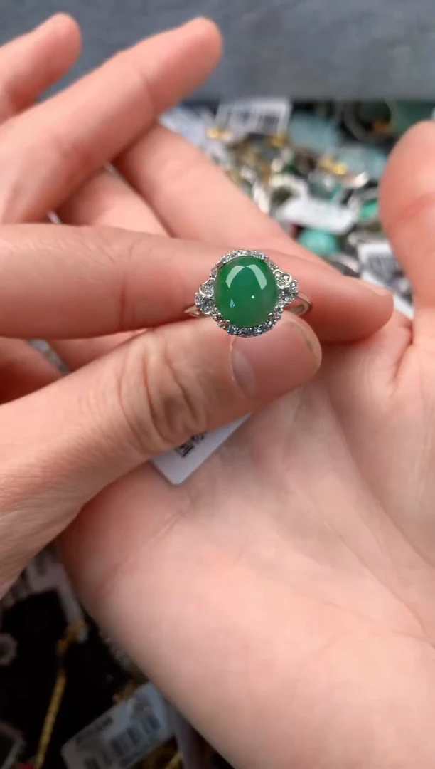 银S925镶嵌戒指翡翠5                  81