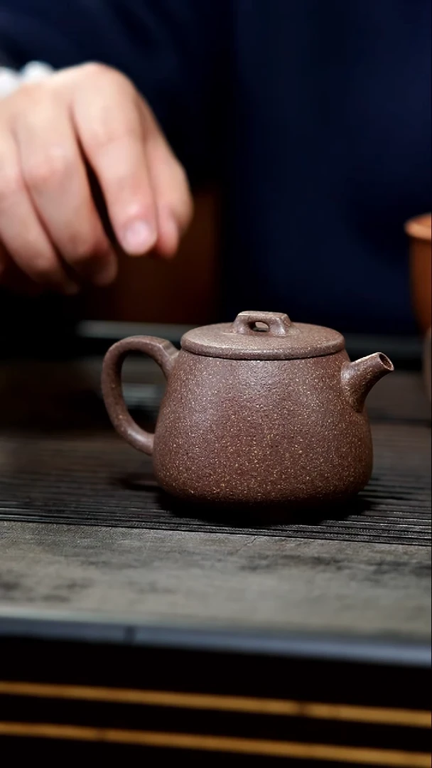 【闪购商品】紫砂茶壶21-全手紫降坡高石瓢160cc