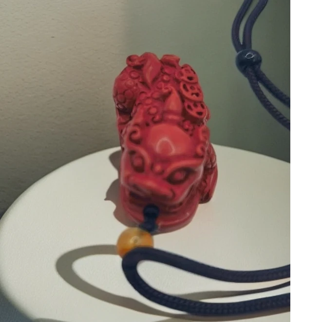 天然辰砂（库存处理）高定珠宝辰砂设计款朱砂貔貅吊坠Y1769百搭款