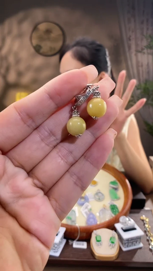 翡翠银S925镶嵌吊坠(不含链)耳饰一对 多样性发一