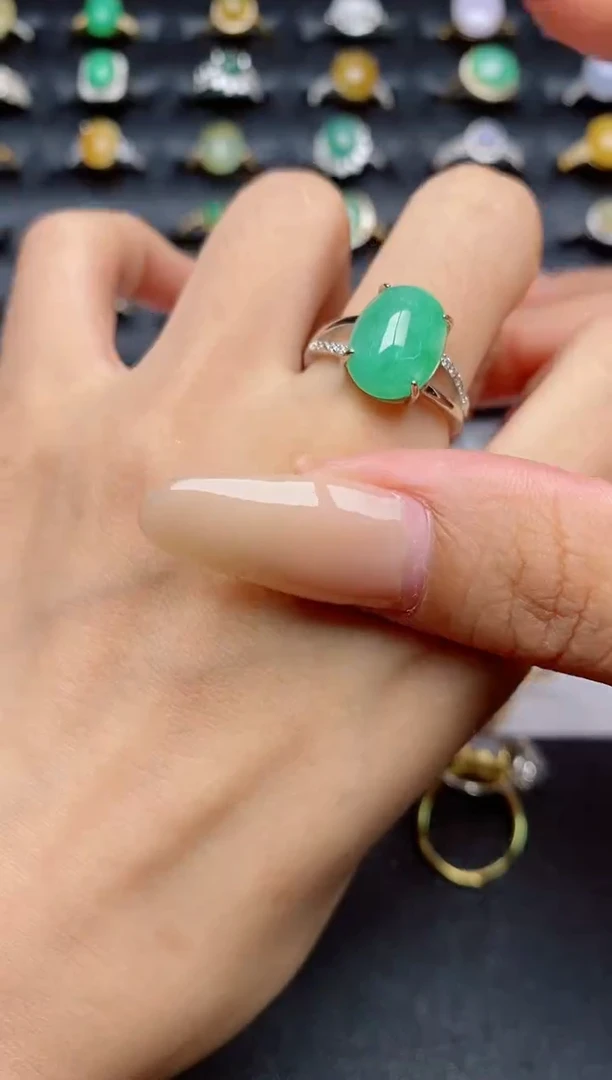 翡翠戒指银S925镶嵌.