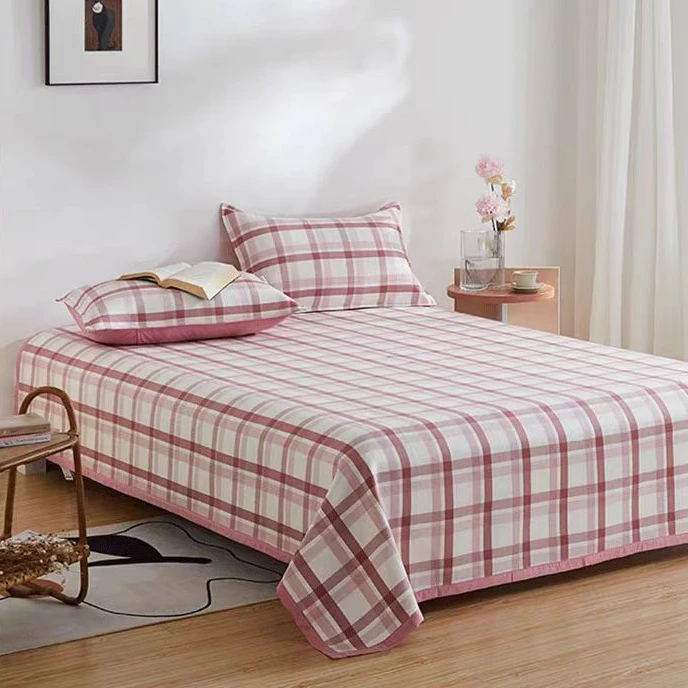 简约中格-粉夏季竹纤维1.8X2软凉席透气亲肤（单席不含枕套）