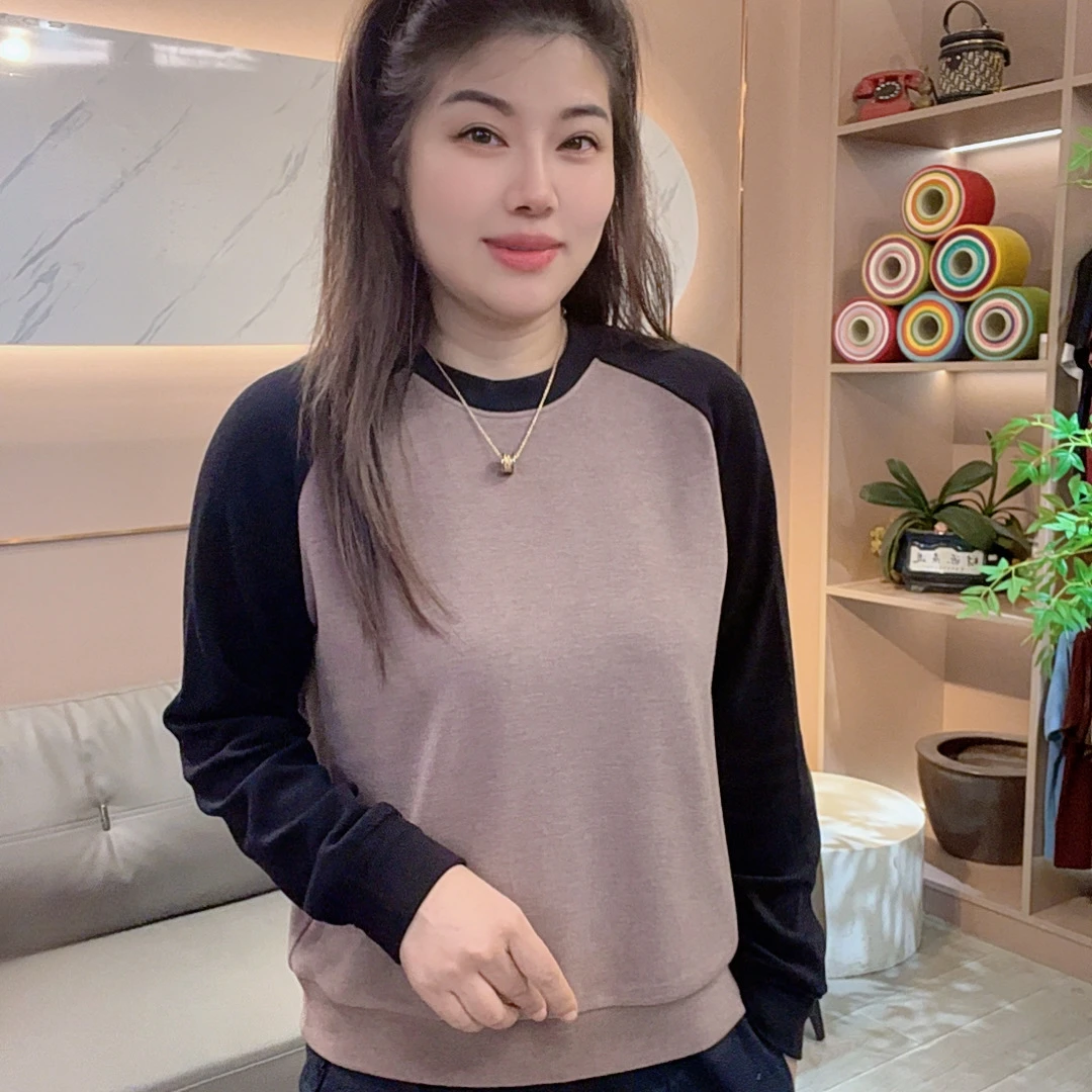 怡特美【澳绒—插肩袖卫衣】秋上新时尚宽松百搭圆领长袖卫衣5223