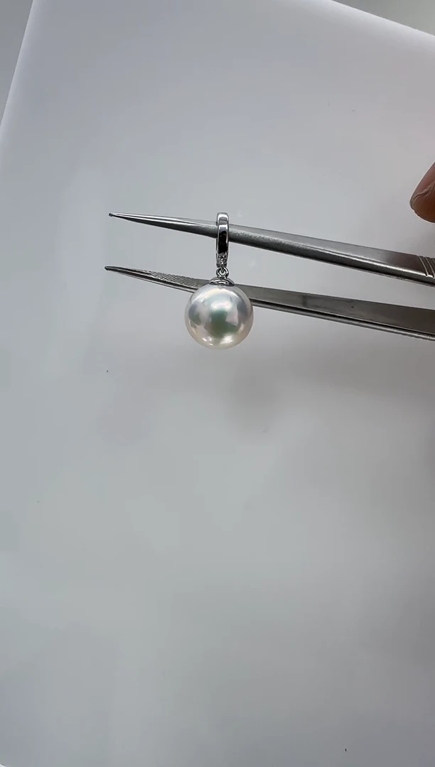 【闪购商品】淡水珍珠DA银S925镶嵌白珠吊坠10 b666