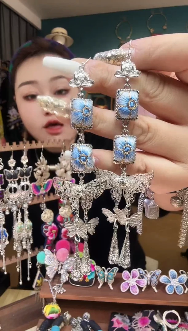 刺绣纯手工民族风刺绣耳环