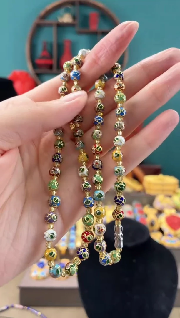 红*子非遗手工景泰蓝0.6项链多宝色