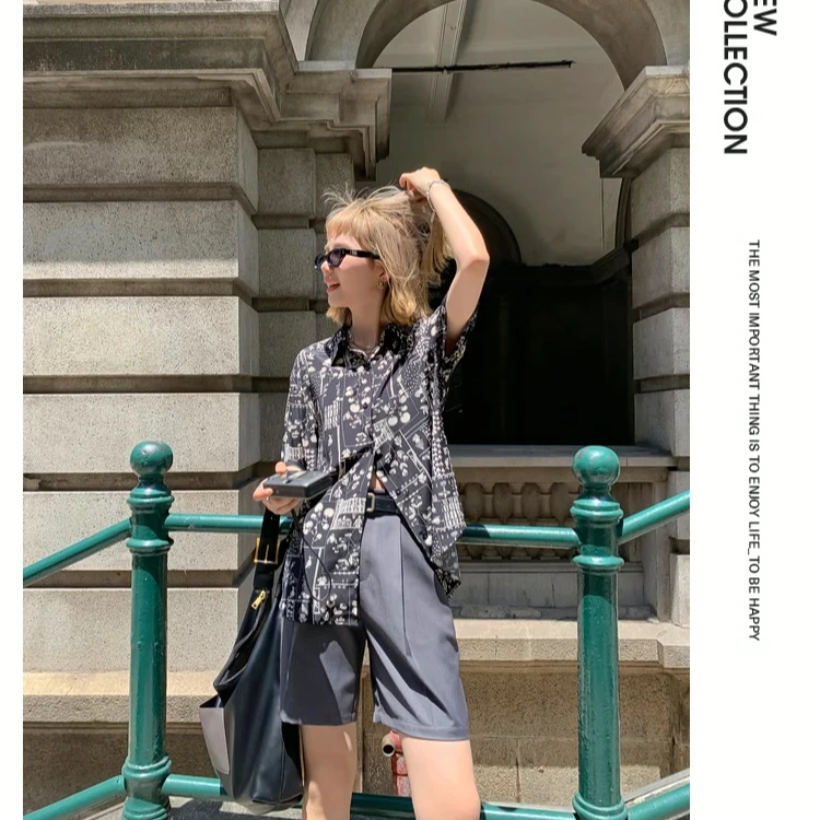 氧气短裤 休闲西装裤小个子夏季新款五分裤宽松阔腿中裤韩系25038