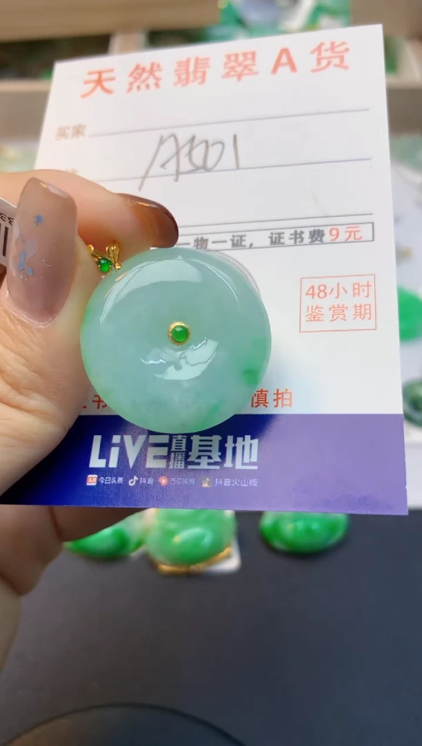 颈饰18K金镶嵌翡翠天然缅甸A货翡翠百元以上9元证书费自理