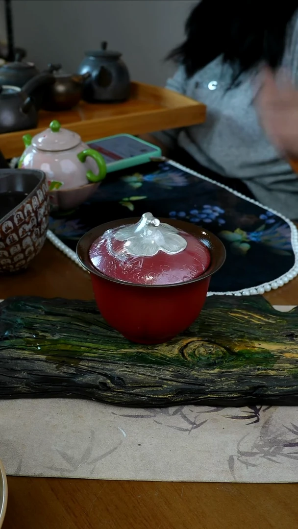 茶瓷物语福利描银盖碗