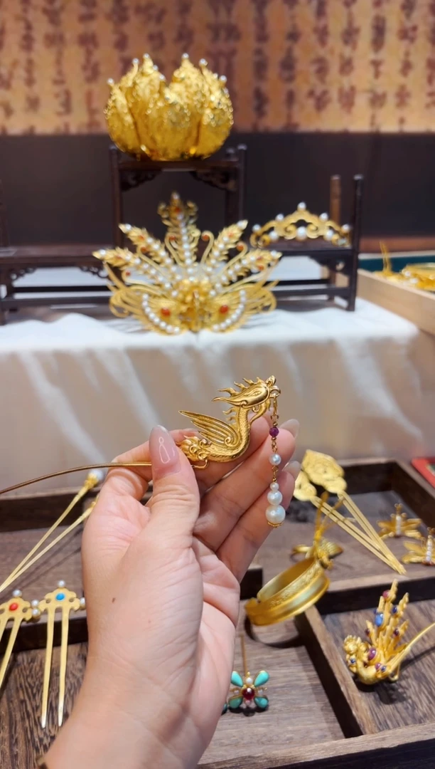 无925银银镀金凤凰发簪