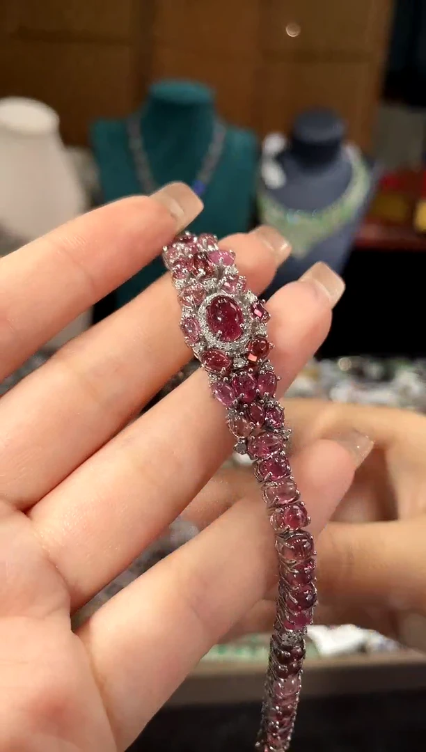 手链银S925镶嵌碧玺手链