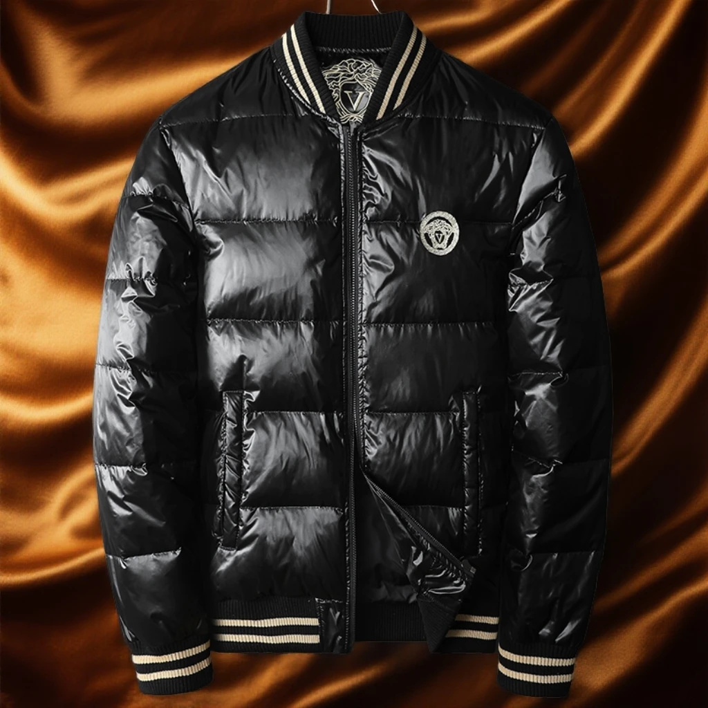 维斯克纳男士立领短款羽绒服青年休闲帅气百搭潮流黑色夹克外套潮