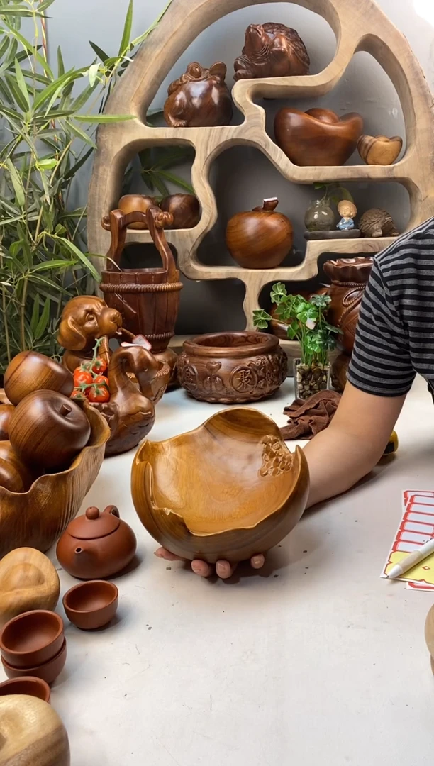 香樟木A41石榴果盆/尺寸