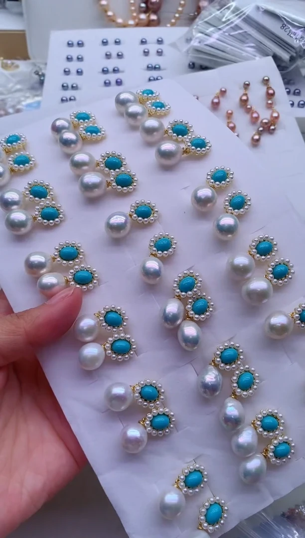 合金淡水珍珠耳饰多样性发其一，非无暇