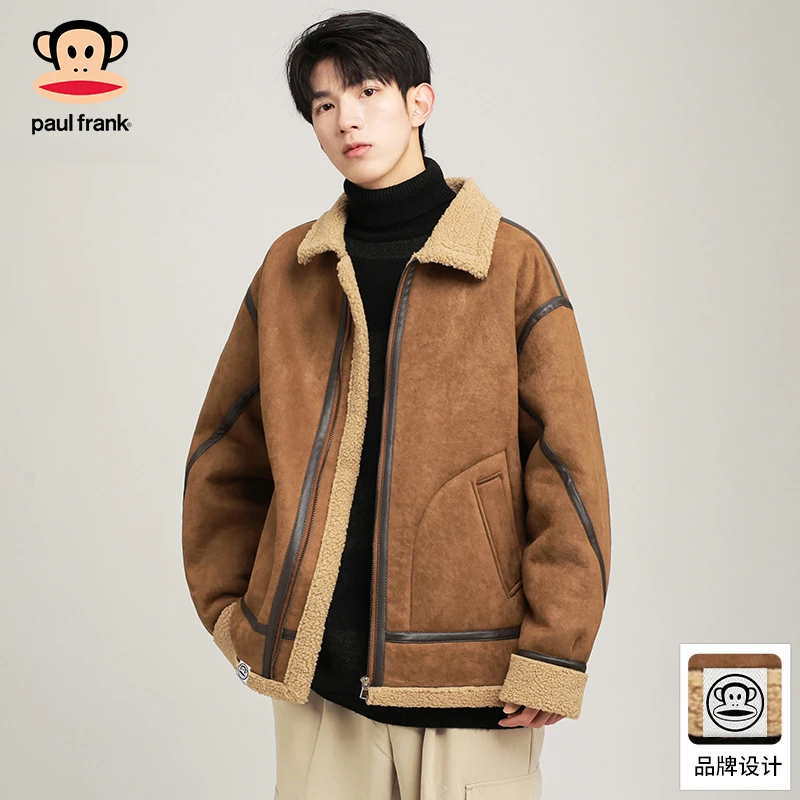 PaulFrank/大嘴猴美式复古棉衣外套男2025冬季摇粒绒休闲保暖棉服