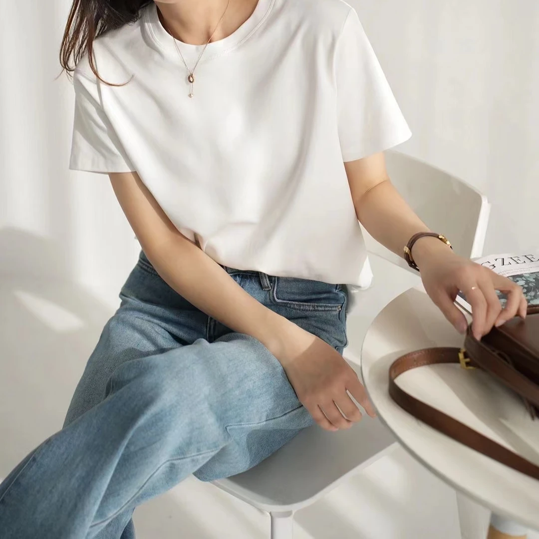 宝丫轻奢  情侣款时髦休闲百搭宽松圆领短袖T恤上衣B8676