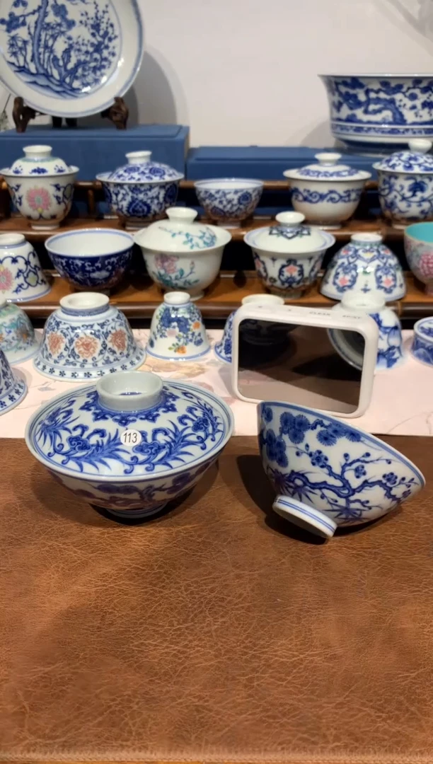 【闪购商品】杯青花松竹梅盖碗加杯一套