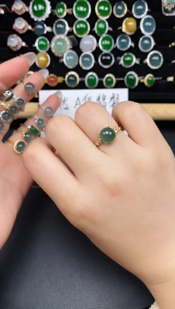 银S925镶嵌戒指翡翠3583