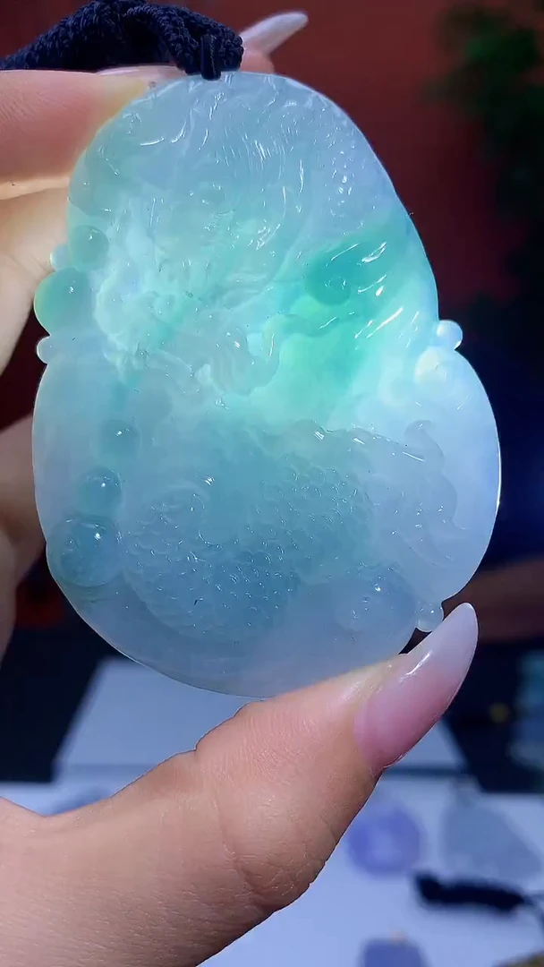 未镶嵌定制翡翠渔**-4831ty-毛货挂件