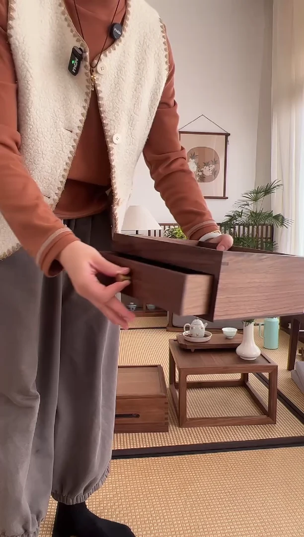 木（非红木类）单层茶饼盒