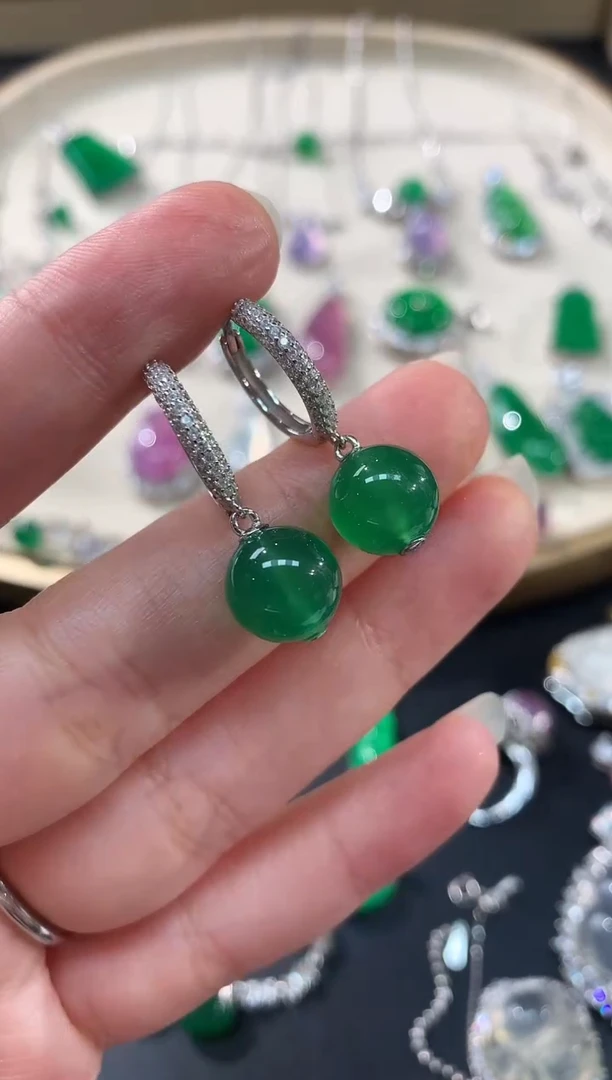 玛瑙/玉髓耳饰银S925镶嵌A467|多样性发其一|188