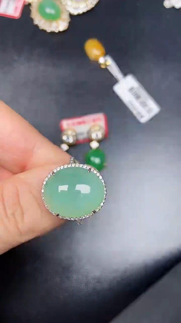 银S925镶嵌戒指翡翠3400