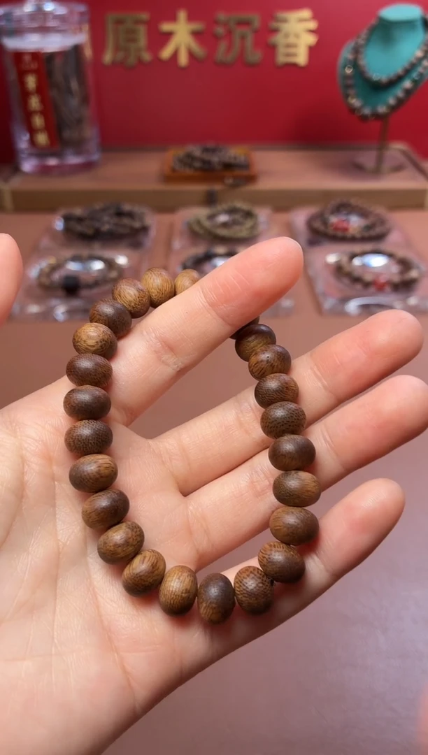 沉香手串沉水越南芽庄雷击黄棋7*10mm算盘珠沉水料