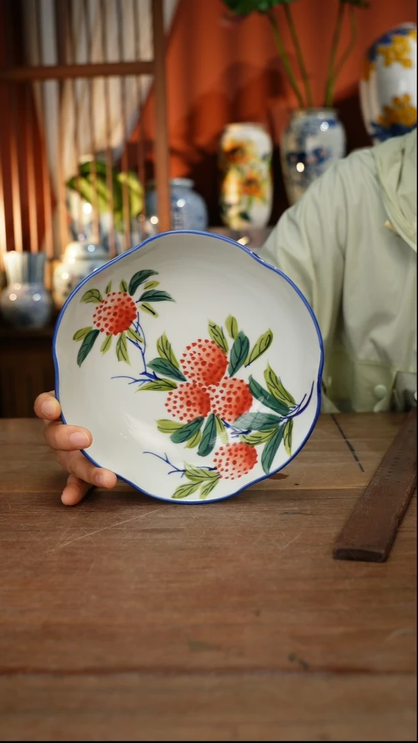 瓷片【简家甄选】景德镇设计师釉下手绘陶瓷餐具