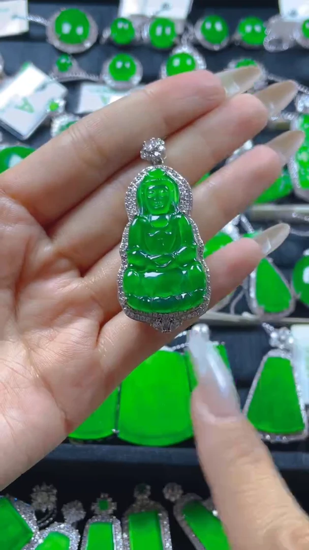颈饰银S925镶嵌翡翠11