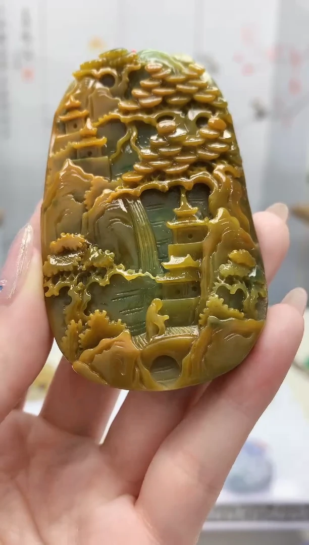 【闪购商品】定制翡翠未镶嵌4852jw-毛货挂件山水109